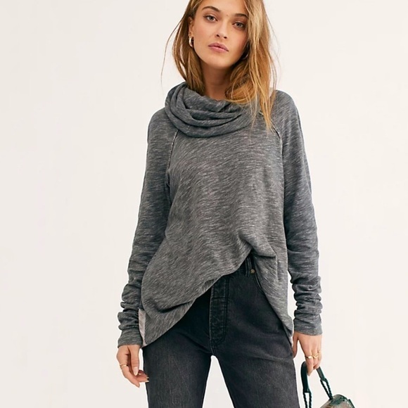 Free People Sweaters - Free People Beach Cocoon Cowl Long Sleeve Slouchy Pullover Top Grey One Body